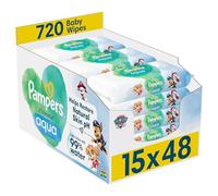 Pampers Harmonie Aqua Baby Wipes Plastic Free 15 Packs x Wipes = 720 pieces, Help restore natural skin pH, light lotion with 99% water