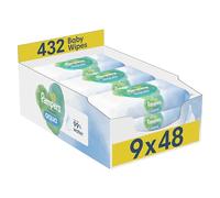 Pampers Harmonie Aqua Baby Wipes Plastic Free 9 Packs of 48 Wipes, 432 Baby Wet Wipes, Help restore natural skin pH, Delicate lotion with 99 percent water