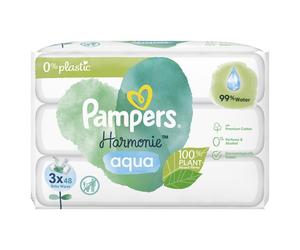 PAMPERS HARMONIE Baby Wipes Disposable 3x48 Pcs. Premium Cotton 0% Plastic