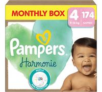 Pampers Harmonie Nappies Size 4, 174 Nappies, 9kg-14kg, Monthly Pack, Gentle Skin Protection with 100 Percent Pampers Protection