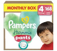 Pampers Harmonie Nappy Pants Size 4, 168 Nappies, 9kg-15kg, Monthly Pack, Gentle Skin Protection and 360° Comfort Fit