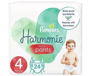 Pampers Harmonie Nappy Pants Size 4, 24 Nappies, 9kg - 15kg, Essential Pack