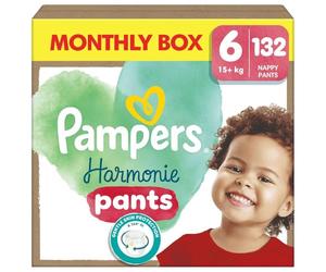 Pampers Harmonie Nappy Pants Size 6, 132 Nappies, 15kg+, Monthly Pack, Gentle Skin Protection and 360° Comfort Fit