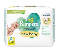 Pampers Harmonie New Baby Wipes Plastic Free 4 Packs = 184 Baby Wet Wipes