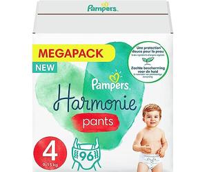 Pampers Harmonie Pants Diapers Size 4 (9-15kg) 0% Compromise, 100% Absorbency, Plant-Based Ingredients, Easy to Change, 96 Diapers (Pack of 4x24)