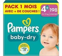 Pampers Nappies Size 4+ (10-15 kg) Baby-Dry, Maxi Plus, Monthly Box, Up to 12 Hours All-Round Leak Protection, Pack of 198