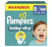 Pampers Nappies Size 5+ (12-17 kg) Baby-Dry, Junior Plus, Monthly Box, Up to 12 Hours All-Round Leak Protection, Pack of 168