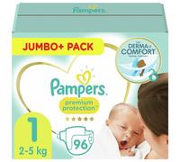 Pampers New Baby 96 Nappies, 2 - 5 kg, Size 1