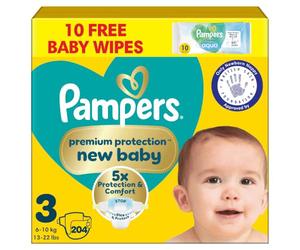 Pampers New Baby Nappies Size 3 + Wipes