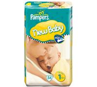 Pampers New Baby Size 1 (4-11 lbs/2-5 kg) Nappies - 2 x Economy Packs of 54 (108 Nappies)