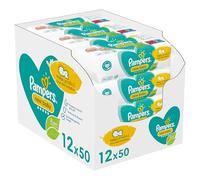 Pampers New Baby Wipes 12 Packs of 50 Wipes, 600 Baby Wet Wipes, Unscented, Helps Protect from Skin Irritation