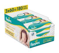Pampers New Baby Wipes, 180 Count | Ultra Soft Bubble Texture, 99% Pure Water, Helps Restore Natural Skin pH, Approved by Skin Health Alliance Dermatologists