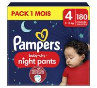 Pampers Night Pants Size 4, 180 Nappy Pants, 9kg-15kg, Extra Protection All Night Long