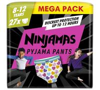 Pampers Ninjamas Pyjama Pants Hearts, 27 Pyjama Pants, 8 Years, 27kg-43kg, All-Night Leak Protection