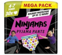 Pampers Ninjamas Pyjama Pants Hearts, 30 Pyjama Pants, 7 Years, 17kg-30kg, All-Night Leak Protection