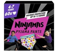 Pampers Ninjamas Pyjama Pants Unisex Hearts, 4-7 Years, 60 Pyjama Pants, 17kg - 30kg, All-Night Leak Protection
