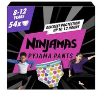 Pampers Ninjamas Pyjama Pants Unisex Hearts, 8-12 Years, 54 Pyjama Pants, 27kg - 43kg, All-Night Leak Protection