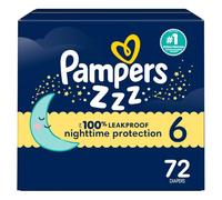 Pampers Overnight Diapers - Swaddlers Overnights - Size 6, 72 Count, Disposable Baby Diaper, Night Time Leak and Skin Protection