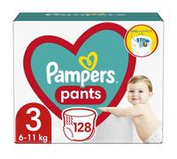 Pampers Pants Diapers Size 3 (6-11kg), 128 Pcs Diapers with Pouch Stop & Protect Anti Leaking Back