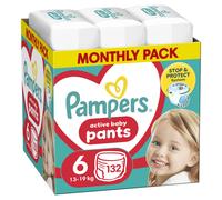 Pampers Pants Diapers Size 6 (14-19kg), 132 Pieces Diapers with Pocket Stop & Protect Anti Leaking Back