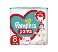 Pampers Pants Diapers Size 8 (19+ kg), 32 Pieces Diapers with Pouch Stop & Protect Anti Leak Back