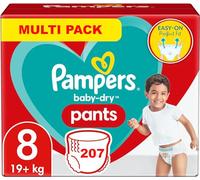 PAMPERS Pants Size 8 Baby Dry Nappies 207 Nappies (+ 40lbs)