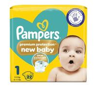 Pampers Premium Protection New Baby Size 1, 180 Nappies, 2kg-5kg, Monthly Pack + Pampers Harmonie Aqua Baby Wipes 10 Count, Packaging May Vary