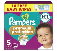 Pampers Premium Protection Size 5, 152 Nappies, 11kg-16kg, Monthly Pack, Double protection - Skin comfort - Ultra-soft materials