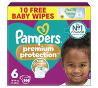 Pampers Premium Protection Size 6, 144 Nappies, 13kg-18kg, Monthly Pack, Double protection - Skin comfort - Ultra-soft materials