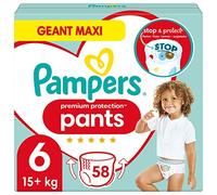 Pampers Premium Protection Nappies Size 6, 58 Diapers, 15kg+, Pampers Best Comfort and Protection with Nappies