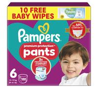 Pampers Premium Protection Nappy Pants Size 6, 132 Nappies, 13kg-19kg, Monthly Pack