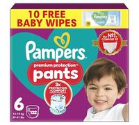 Pampers Premium Protection Nappy Pants Size 6, 132 Nappies, 14kg-19kg, Monthly Pack, With 360° Fit and Ultra-Soft Materials for Our Best Comfort & Protection
