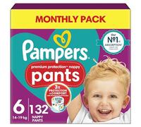Pampers Premium Protection Nappy Pants Size 6, 132 Nappies, 14kg-19kg, Monthly Pack, With 360° Fit and Ultra-Soft Materials for Our Best Comfort & Protection