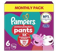 Pampers Premium Protection Nappy Pants Size 6, 132 Nappies, 14kg-19kg, Monthly Pack, With 360° Fit and Ultra-Soft Materials for Our Best Comfort & Protection
