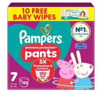 Pampers Premium Protection Nappy Pants Size 7, 123 Nappies, 15kg+, Monthly Pack