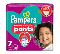 Pampers Premium Protection Nappy Pants Size 7, 21 Nappies, 17kg+, Essential Pack