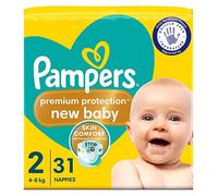 Pampers Premium Protection New Baby Size 2, 31 Nappies, 4kg-8kg, Carry Pack