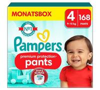 Pampers Premium Protection Pants Size 4, 168 Nappies, 9 kg - 15 kg, with 360° Fit and 2 x Wider Cuffs Than Before for Our Best Comfort and Protection