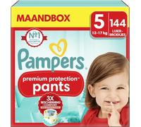 Pampers Premium Protection Pants Size 5, 144 Nappies, 11 kg - 17 kg, with 360° Fit and 2 x Wider Cuffs Than Before for Our Best Comfort and Protection