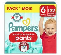 Pampers Premium Protection Pants Size 6, 132 Nappies, 13 kg - 19 kg, with 360° Fit and 2 x Wider Cuffs Than Before for Our Best Comfort and Protection