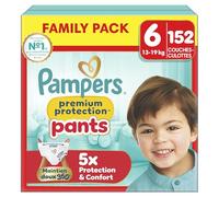 Pampers Premium Protection Pants Size 6, 152 Nappies, 13 kg - 19 kg, with 360° Fit and Soft Anti-Leak Cuffs for Our Best Comfort and Protection