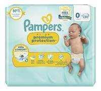 Pampers Premium Protection Size 0, 22 Layers, 3 kg, Double Protection for Skin and Against Leaks