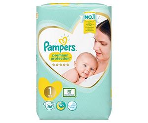 Pampers Premium Protection Size 1, 56 Nappies, 2-5 kg