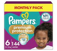 Pampers Premium Protection Size 6, 144 Nappies, 13kg-18kg, Monthly Pack, Double protection - Skin comfort - Ultra-soft materials