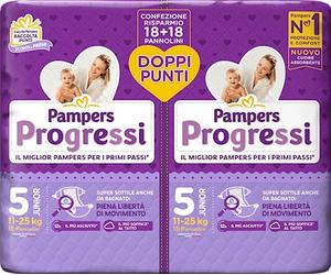 Pampers Progressi Junior, Double Pack, Size 5 (11-25kg), 36 Nappies