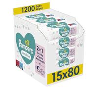 Pampers Sensitive Baby Wipes 15 Packs of 80 = 1200 Baby Wet Wipes, Unscented, For a Soft And Gentle Clean