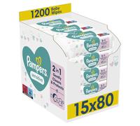 Pampers Sensitive Baby Wipes 15 Packs of 80 = 1200 count (Pack 1), White
