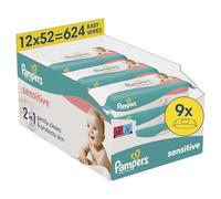 Pampers Sensitive Baby Wipes, 9 Packs of 80 = 720 Baby Wipes, 2-in-1 Gentle Cleansing & Skin Protection
