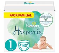 Pampers Size 1 Nappies (2-5 kg), Harmony, 140 Baby Nappies (Pack of 4 x 35), 0% Compromise, 100% Absorbency, Plant-Based Ingredients, Hypoallergenic
