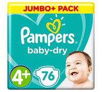 Pampers Baby-Dry Size 4+, 76 Nappies, 10-15kg, Jumbo+ Pack
